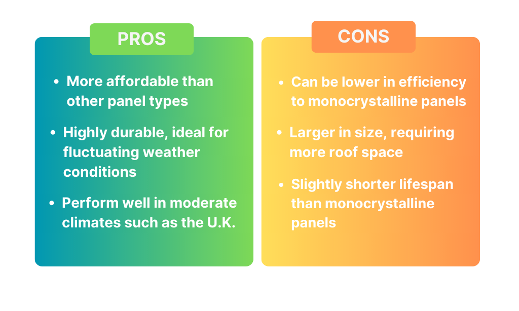 chart with pros and cons of best poly solar panels