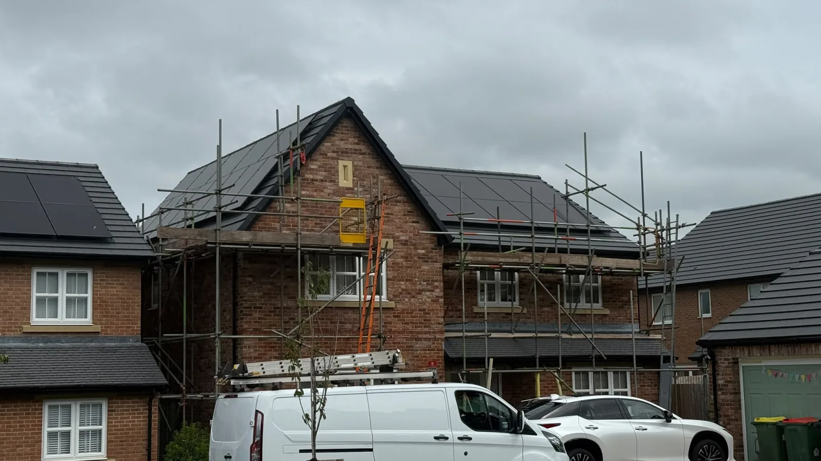 Full roof solar array being installed in Chester