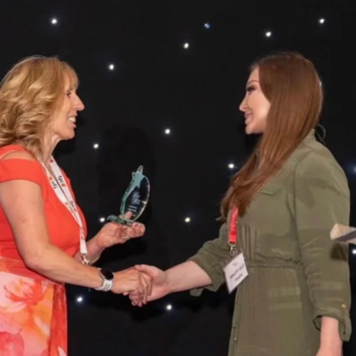 E-Verve Energy receiving an industry award on stage